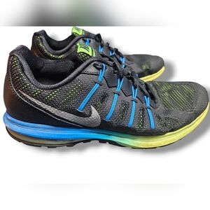 Nike Black Athletic Shoes with Blue And Lime Green Accents